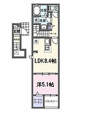 西条町御薗宇アパート B 1LDKの間取図画像