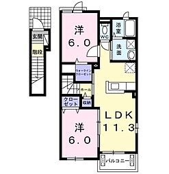 アプリコット2 2LDKの間取図画像