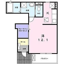 アヴァンス 1Kの間取図画像