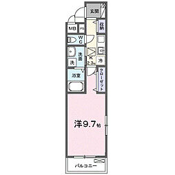 ヒカルサ加古川別府 1Kの間取図画像