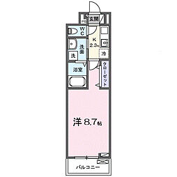 エルミタージュ 1Kの間取図画像