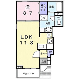 プリムローズ御庄 1LDKの間取図画像
