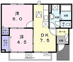 優美2 2DKの間取図画像