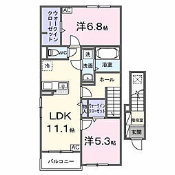 ミルキーウェイ 2LDKの間取図画像