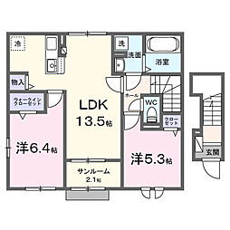 ベレケ 2LDKの間取図画像