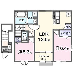 ベレケ 2LDKの間取図画像