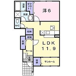 エルドラード1 1LDKの間取図画像
