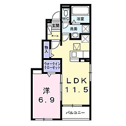 ノール・ボヌール 1LDKの間取図画像