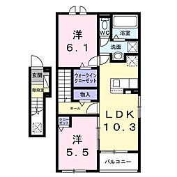ノール・ボヌール 2LDKの間取図画像