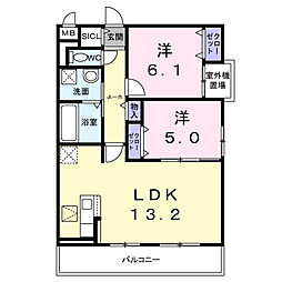 ローズ スクエア 2LDKの間取図画像