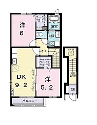 ベルレット・中山 2DKの間取図画像