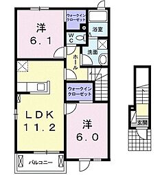 シエスタ1 2LDKの間取図画像