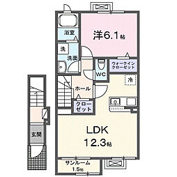 楢山川口境アパート 1LDKの間取図画像