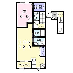 ピュアハイツ 夕陽 B 1LDKの間取図画像