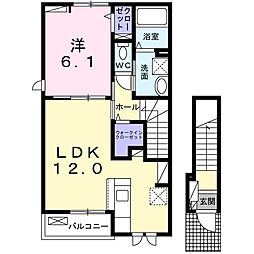 ガーデンハウス リーベ II 1LDKの間取図画像