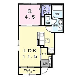 KASHIWA HILLS 1LDKの間取図画像