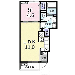 プルミエール 春 II 1LDKの間取図画像