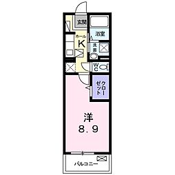 デルフィーノ 1Kの間取図画像