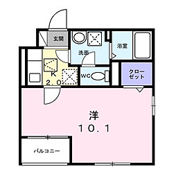 ヴァーグ・ブランシュ 1Kの間取図画像