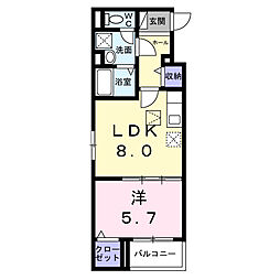 ヴァーグ・ブランシュ 1LDKの間取図画像