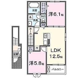 メゾン リアン 2LDKの間取図画像