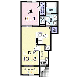 パルク町村 1LDKの間取図画像