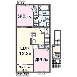 ミライエ 2LDKの間取図画像
