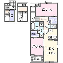 シェーン ハイム 2LDKの間取図画像