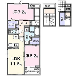 シェーン ハイム 2LDKの間取図画像
