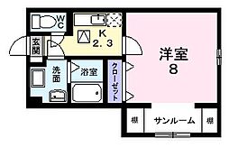 ラヴィッサンボヌール 1Kの間取図画像