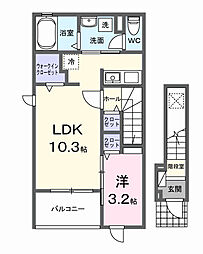 エレシエル 1LDKの間取図画像