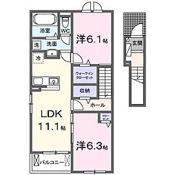アクシアB 2LDKの間取図画像