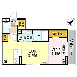 la chance和田町 1LDKの間取図画像