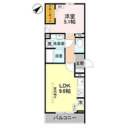 la chance和田町 1LDKの間取図画像