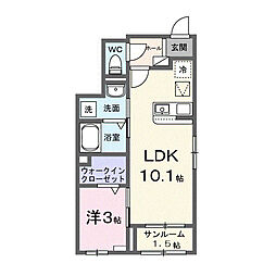 アヴァンセ I 1LDKの間取図画像