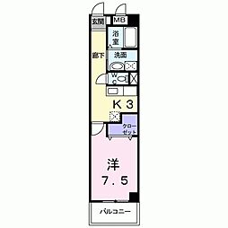 ソレアードK・S 1Kの間取図画像