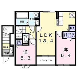 デイアライズ 2LDKの間取図画像
