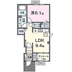 シズ・ボリーS 1LDKの間取図画像