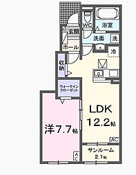 コンフォルテヴォーレII 1LDKの間取図画像