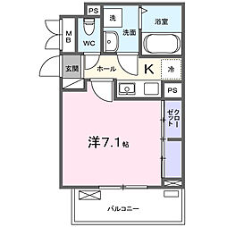 ヒカルサ東川口サウス 1Kの間取図画像