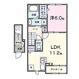 フレーシュK 1LDKの間取図画像