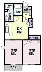 セレーノM's&YC 2DKの間取図画像