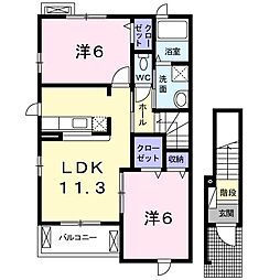 メゾン・ド・リオンB 2LDKの間取図画像