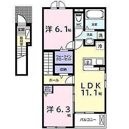ヒカルサ市原五井西 2LDKの間取図画像