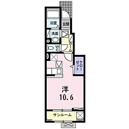 ルヴェ ソン ヴェール ワンルームの間取図画像
