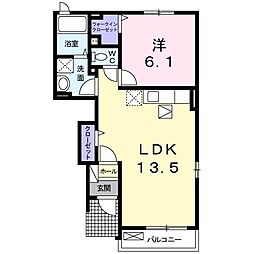 ベルルームB 1LDKの間取図画像