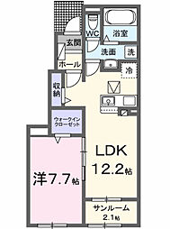 レジデンス箔 1LDKの間取図画像