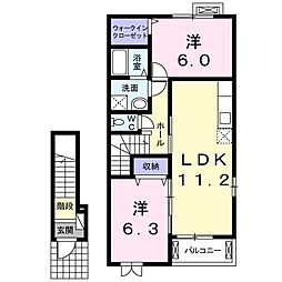 プラシード・セブンA 2LDKの間取図画像
