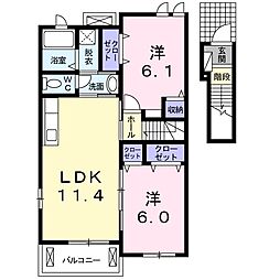 プロスペリティー3棟 2LDKの間取図画像