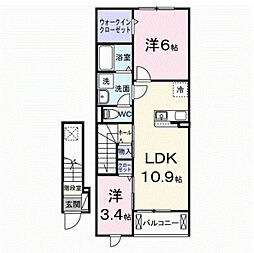 シエル西軽井沢B 2LDKの間取図画像